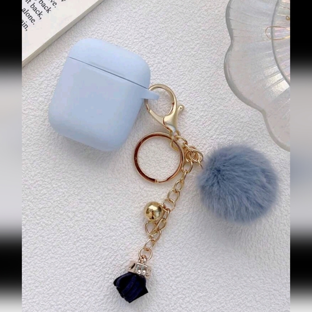 Fluffy Pom Pom Charm Case Compatible With AirPods Pro - Picture 1 of 7